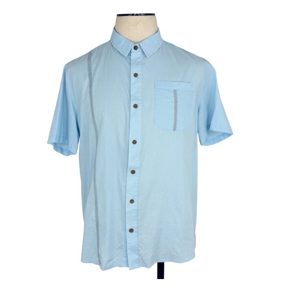 Men's Solid Light Blue Button-Down Short-Sleeve Shirt Medium NWOT